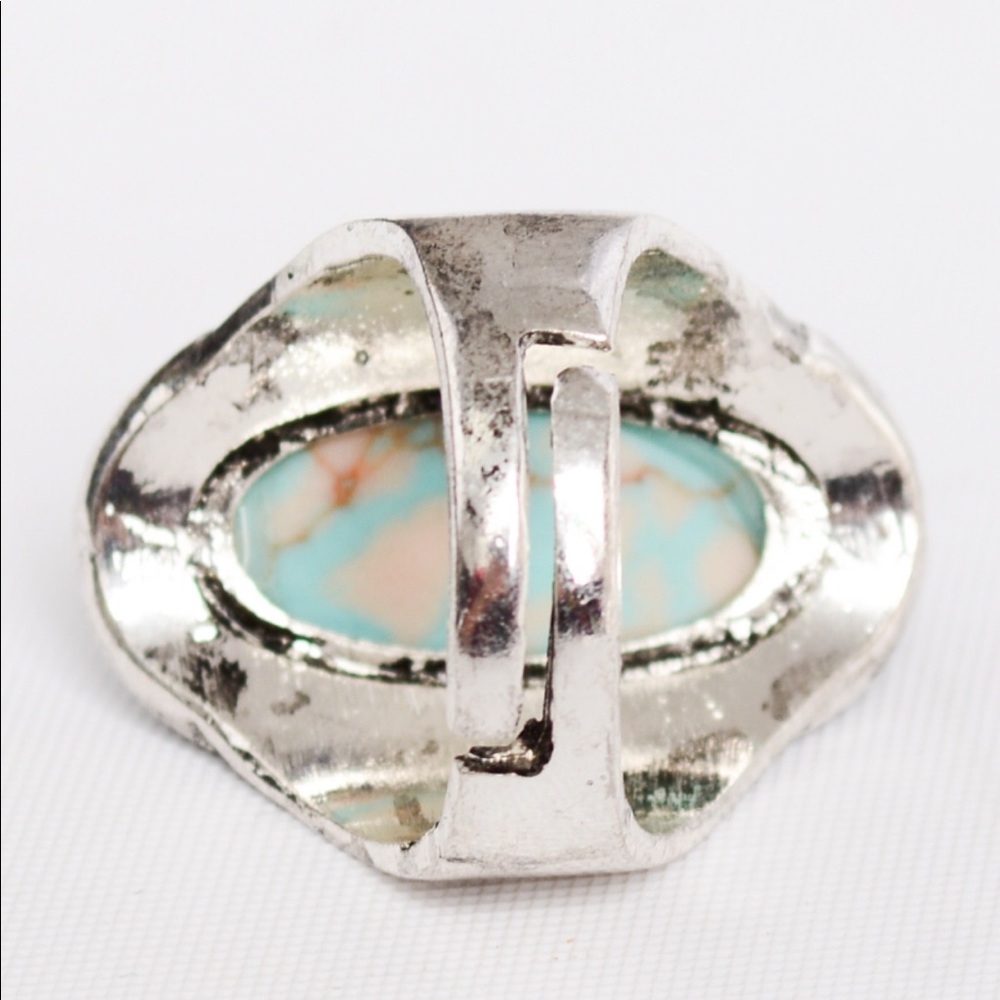 Turquoise Stone Adjustable Ring - Picture 3 of 4